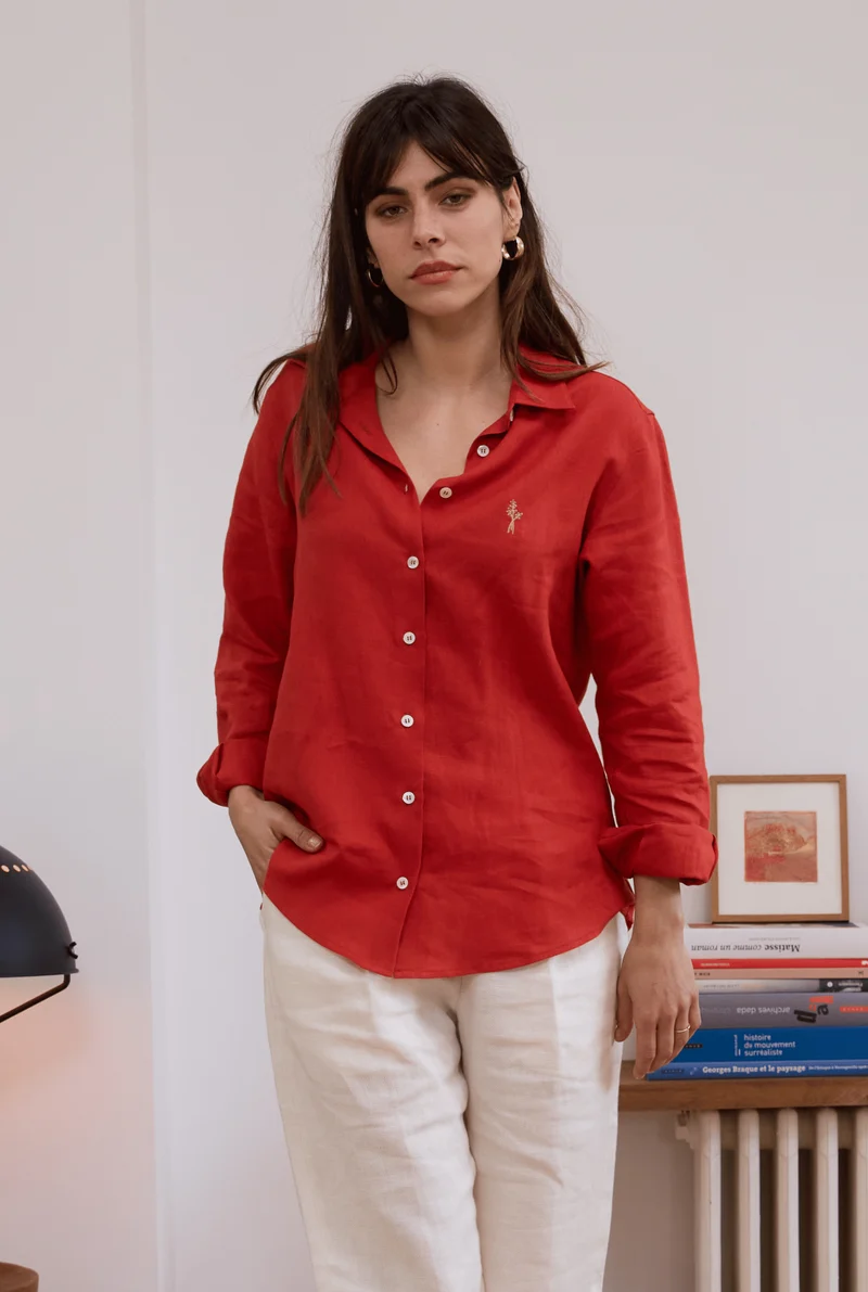 Chemise en lin femme - Brique