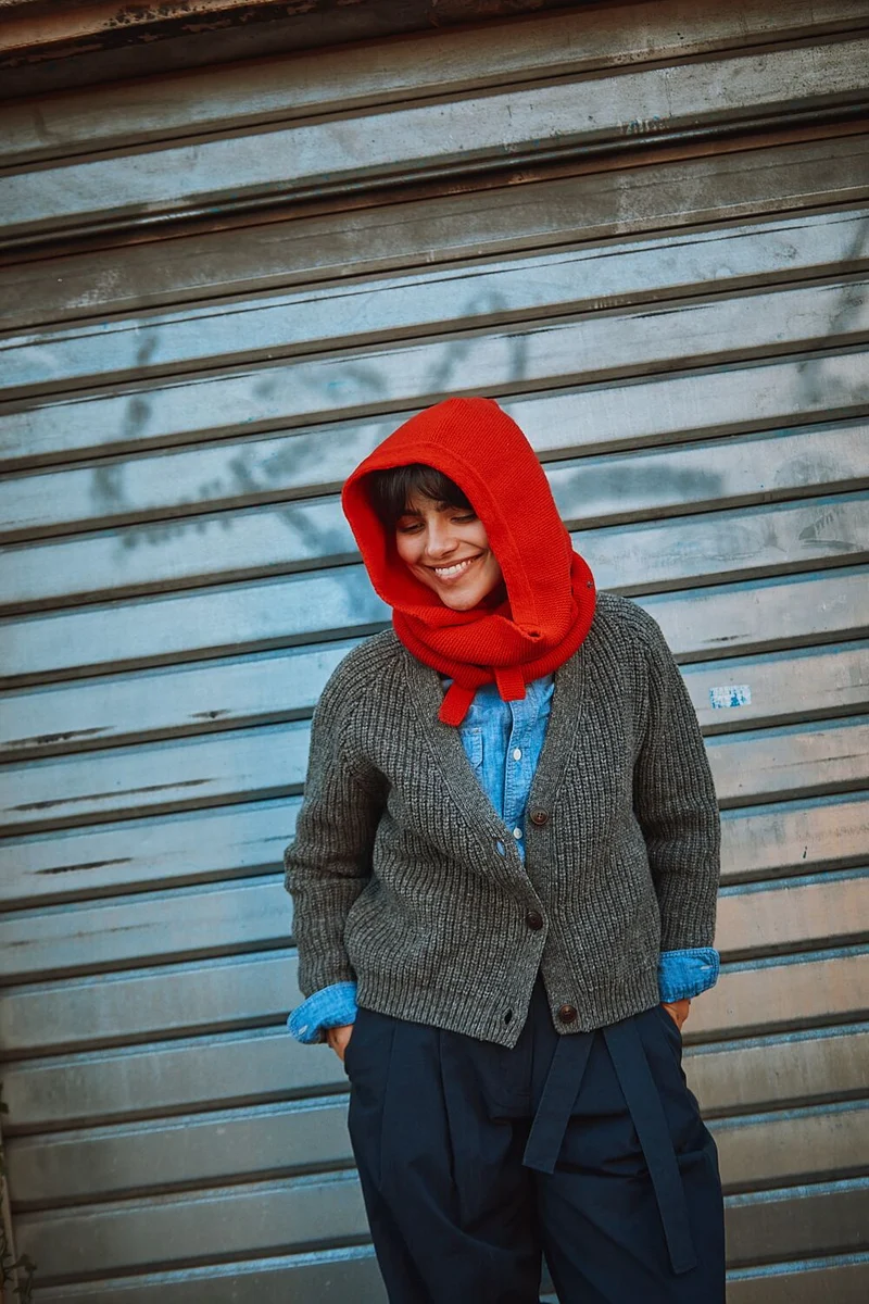 ROMANE 2-in-1 Scarf-Hat in Merino Wool - Red