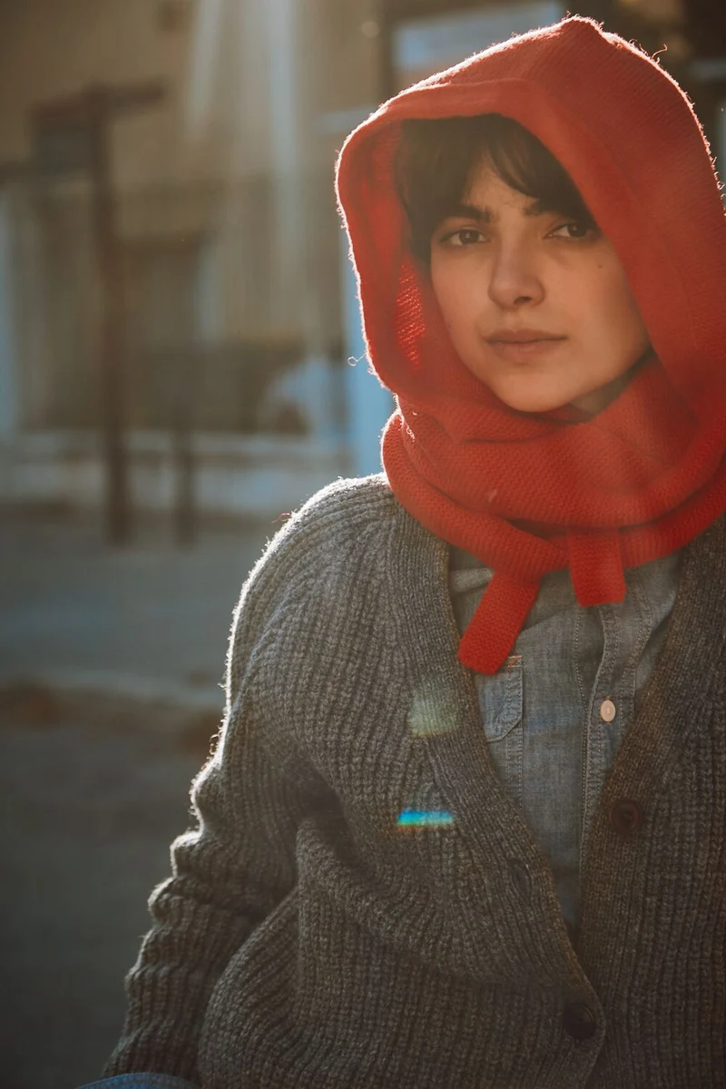 ROMANE 2-in-1 Scarf-Hat in Merino Wool - Red