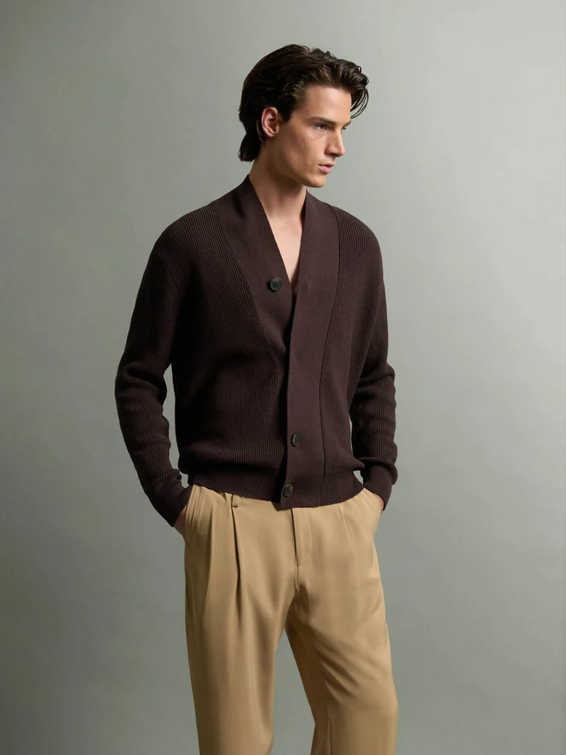 Cardigan en coton-laine