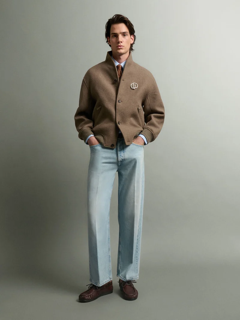 Blouson regular en laine mélangé