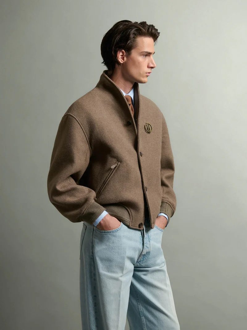 Blouson regular en laine mélangé