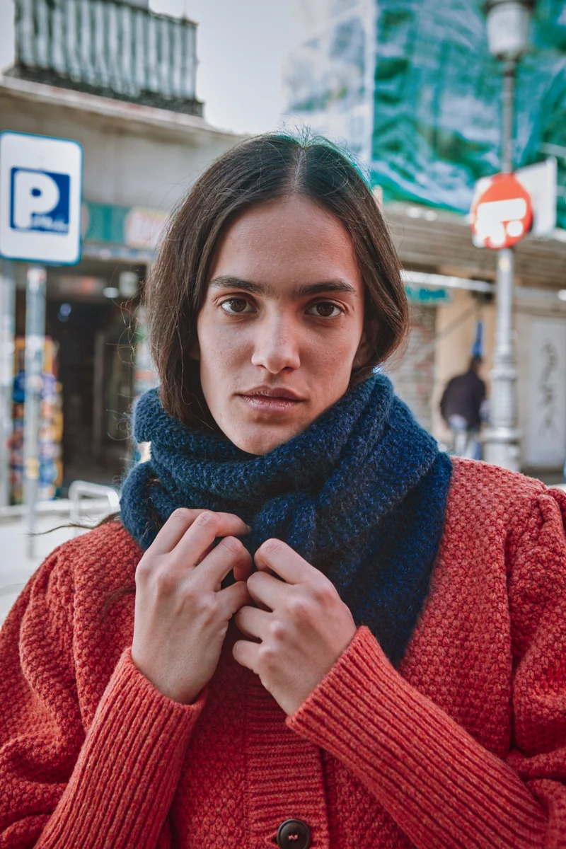 HORTENSE Bandana in Mohair & Silk - Midnight Blue