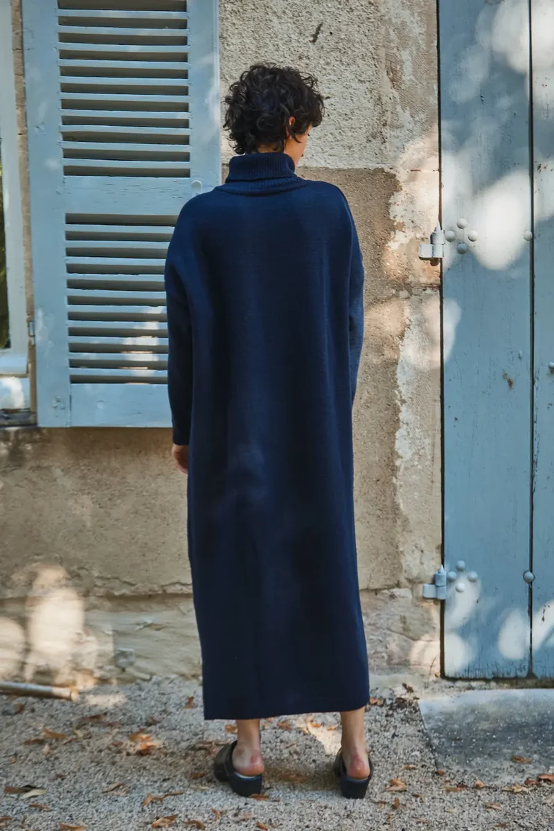 FREYA Knit Dress in Merino Wool - Navy