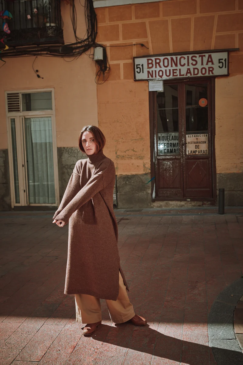 FREYA Knit Dress in Merino Wool - Chocolate