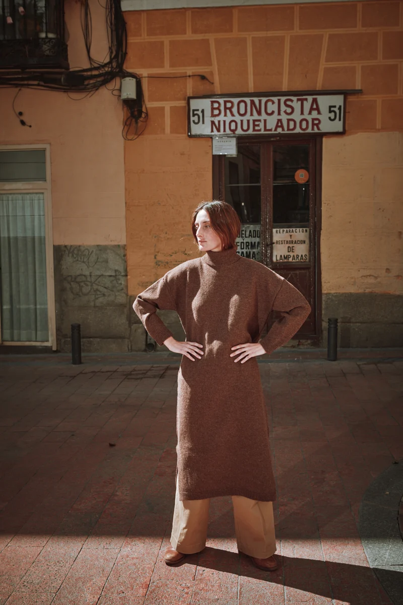 FREYA Knit Dress in Merino Wool - Chocolate