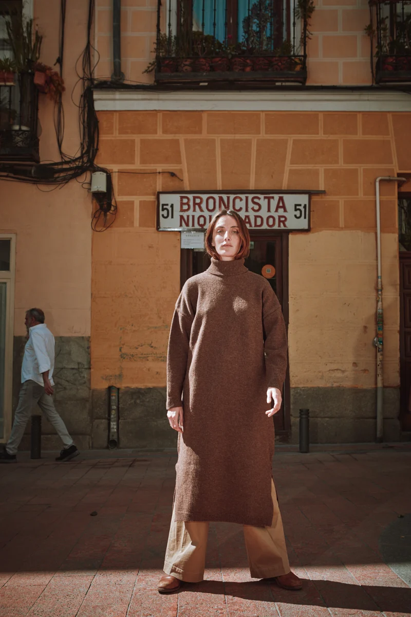FREYA Knit Dress in Merino Wool - Chocolate