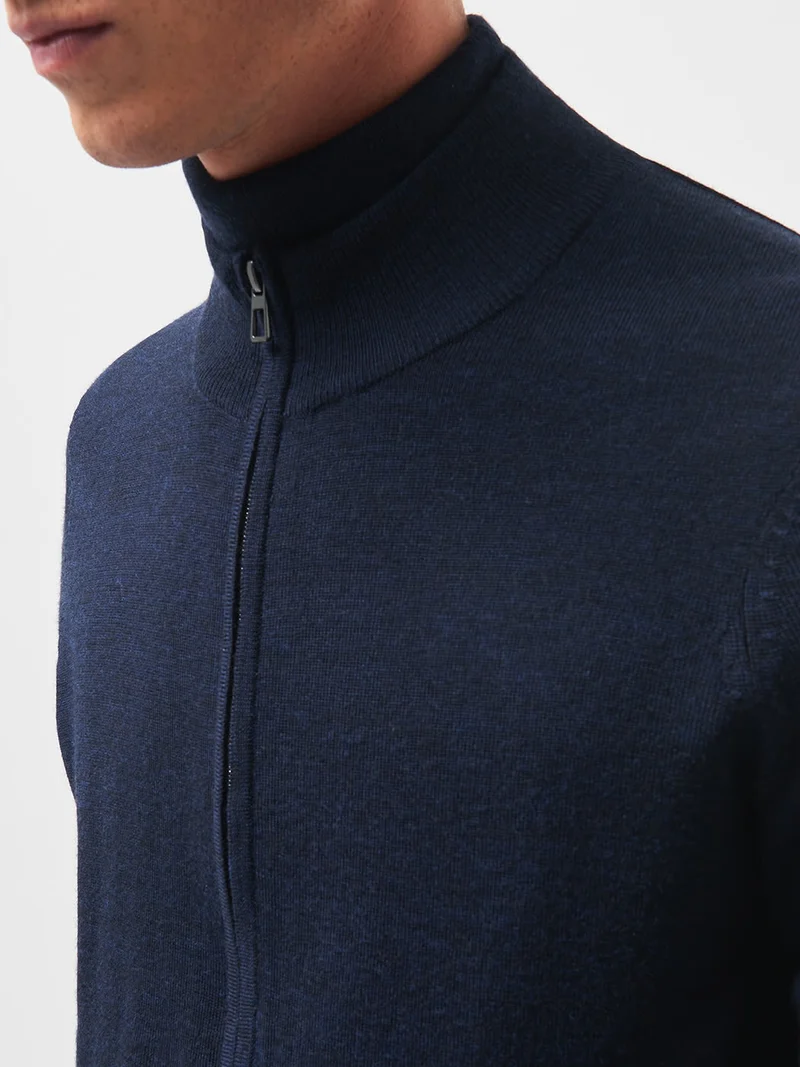 Cardigan zippé en laine mérinos