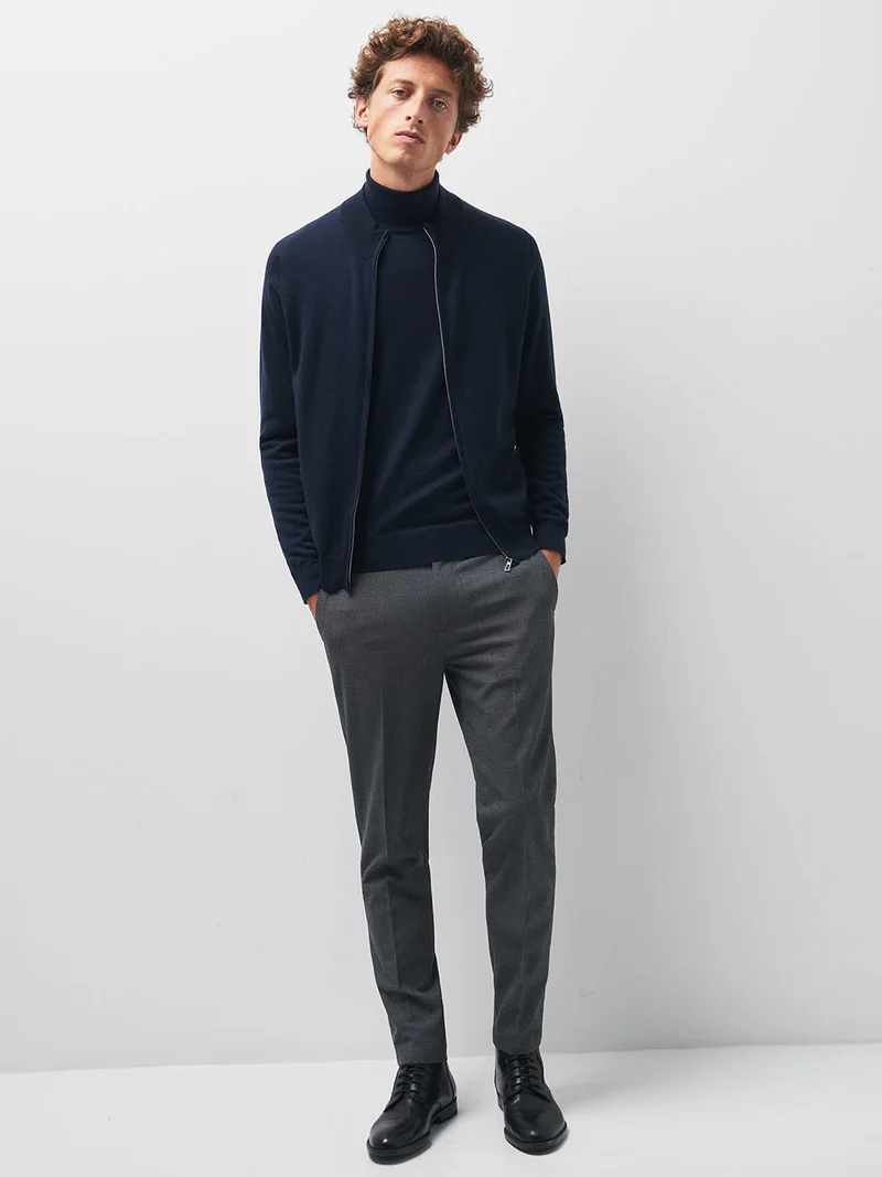 Cardigan zippé en laine mérinos
