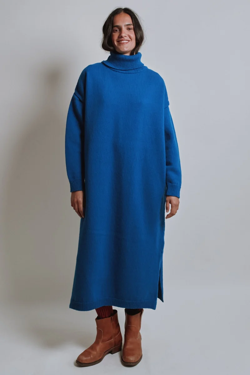 FREYA Knit Dress in Merino Wool - Cobalt Blue
