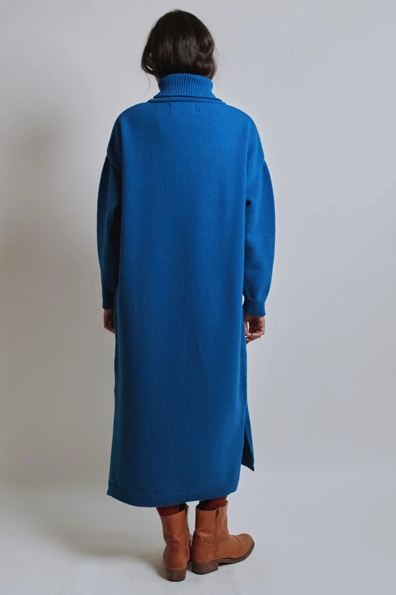 FREYA Knit Dress in Merino Wool - Cobalt Blue