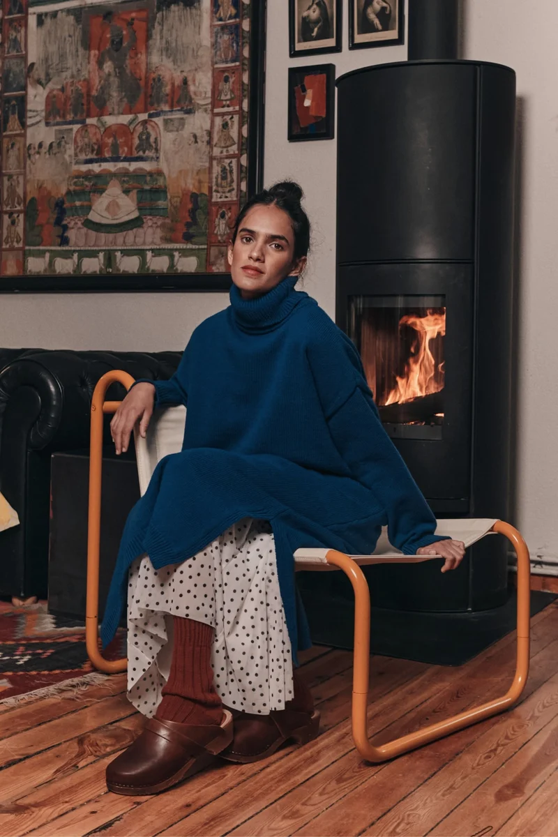 FREYA Knit Dress in Merino Wool - Cobalt Blue