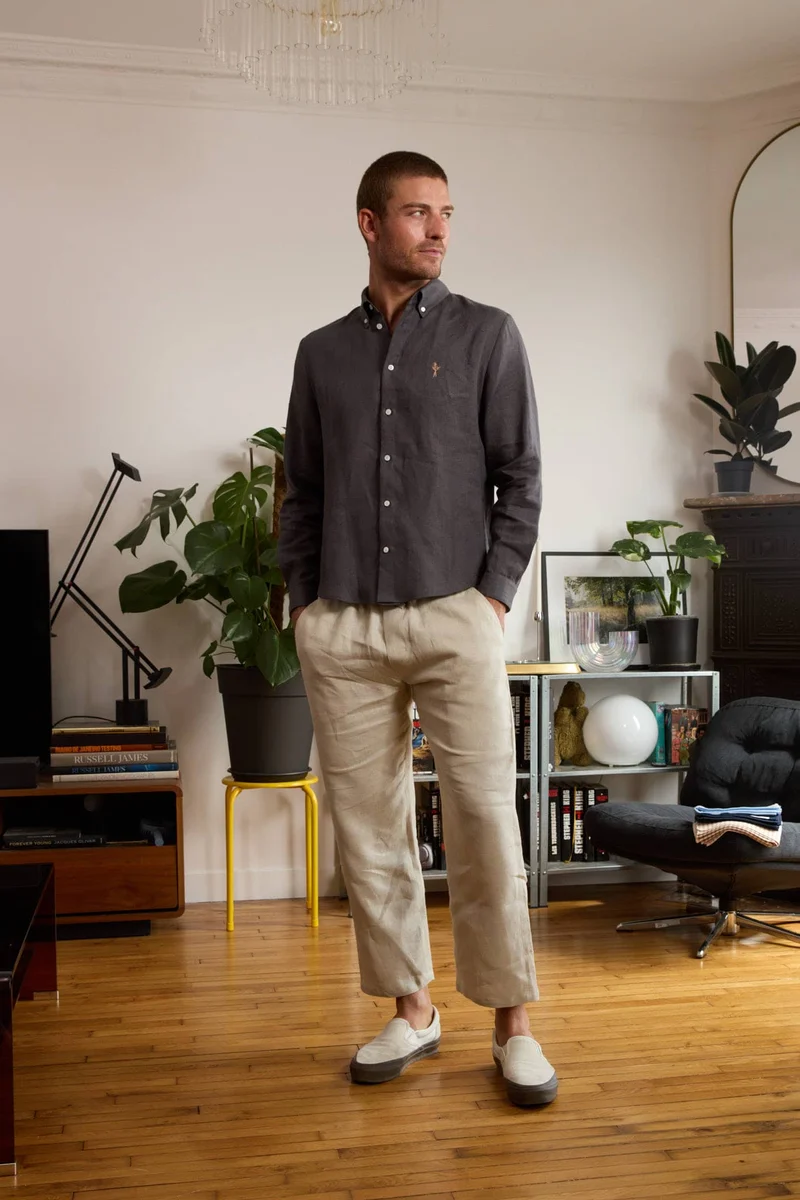 chemise en lin homme carbonne
