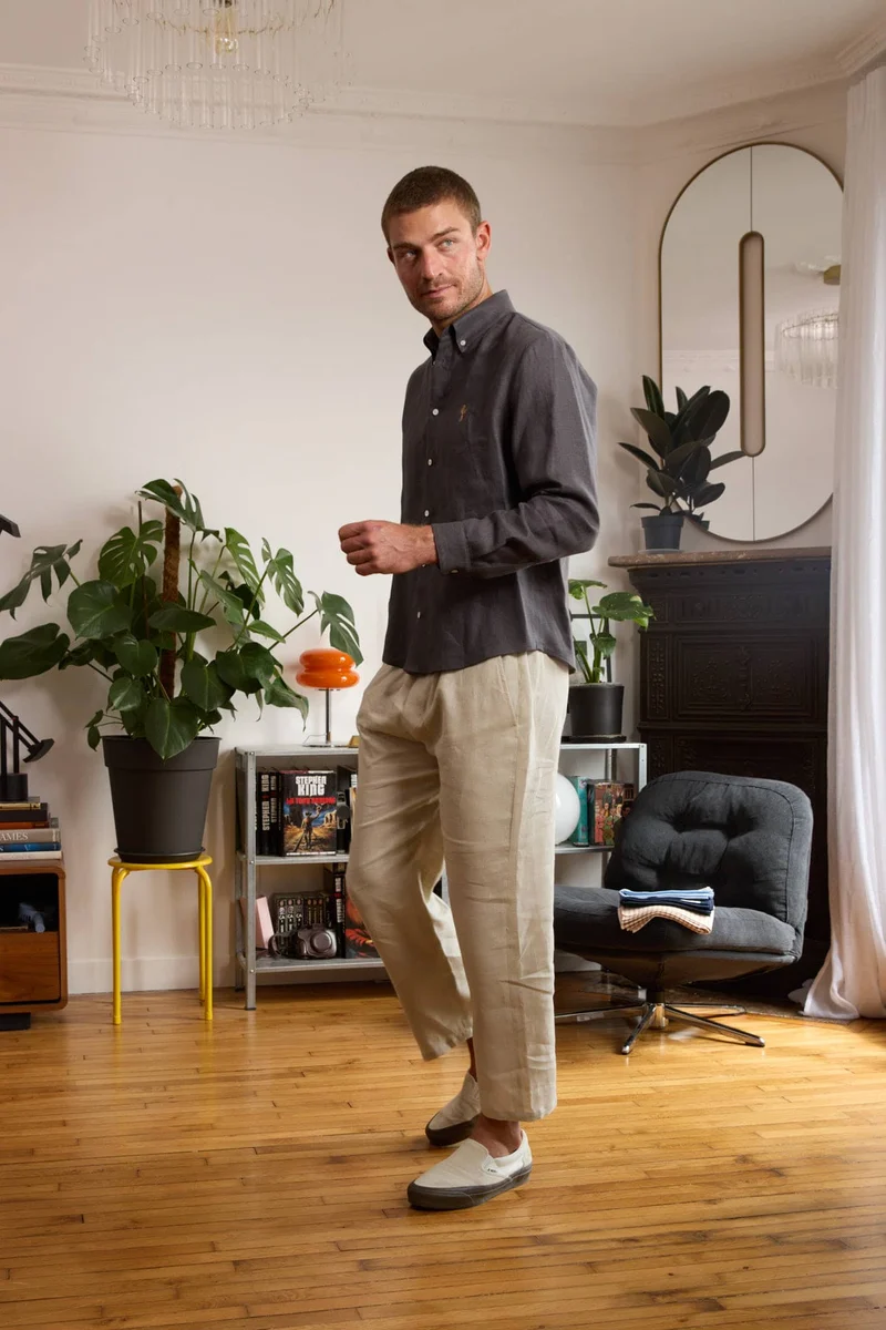 chemise en lin homme carbonne