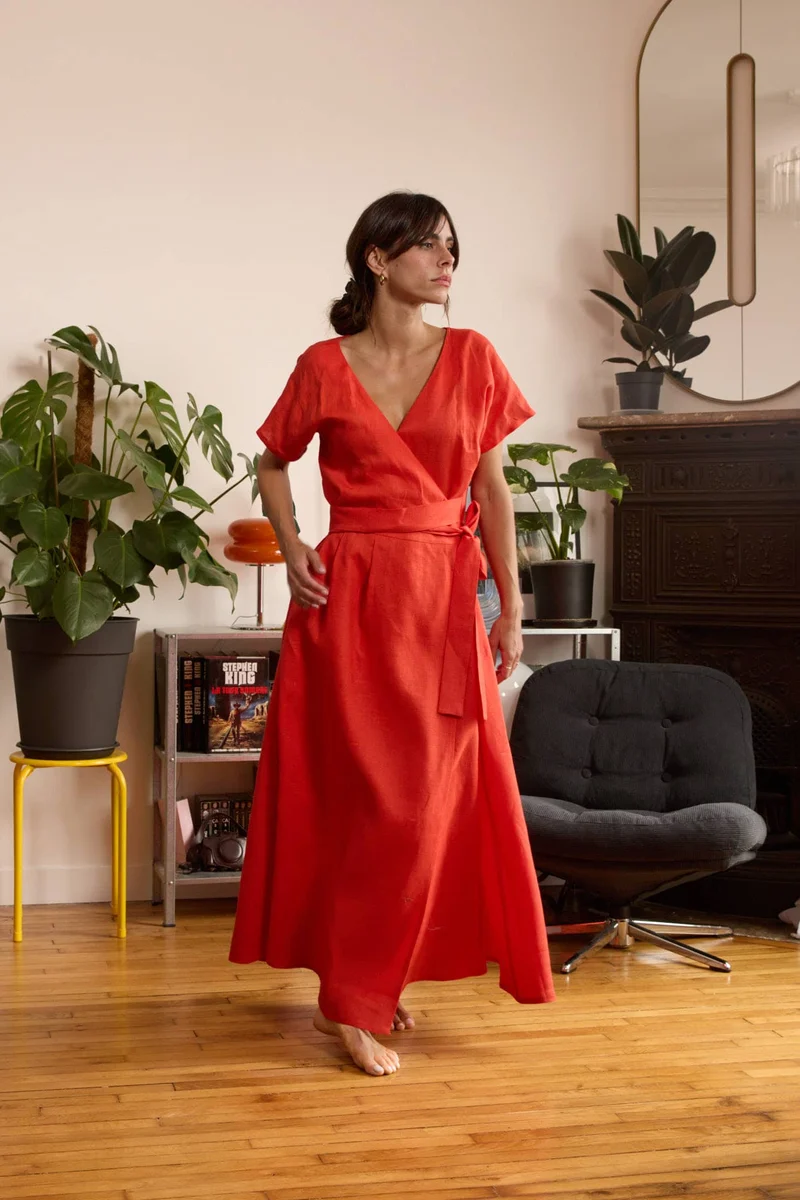 Robe en lin rouille