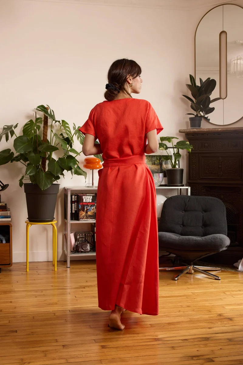 Robe en lin rouille