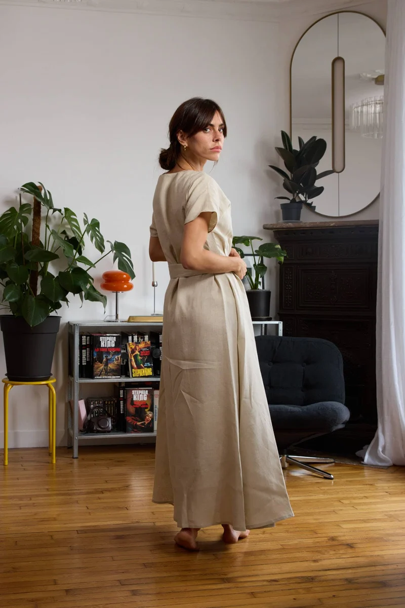 Robe en lin beige