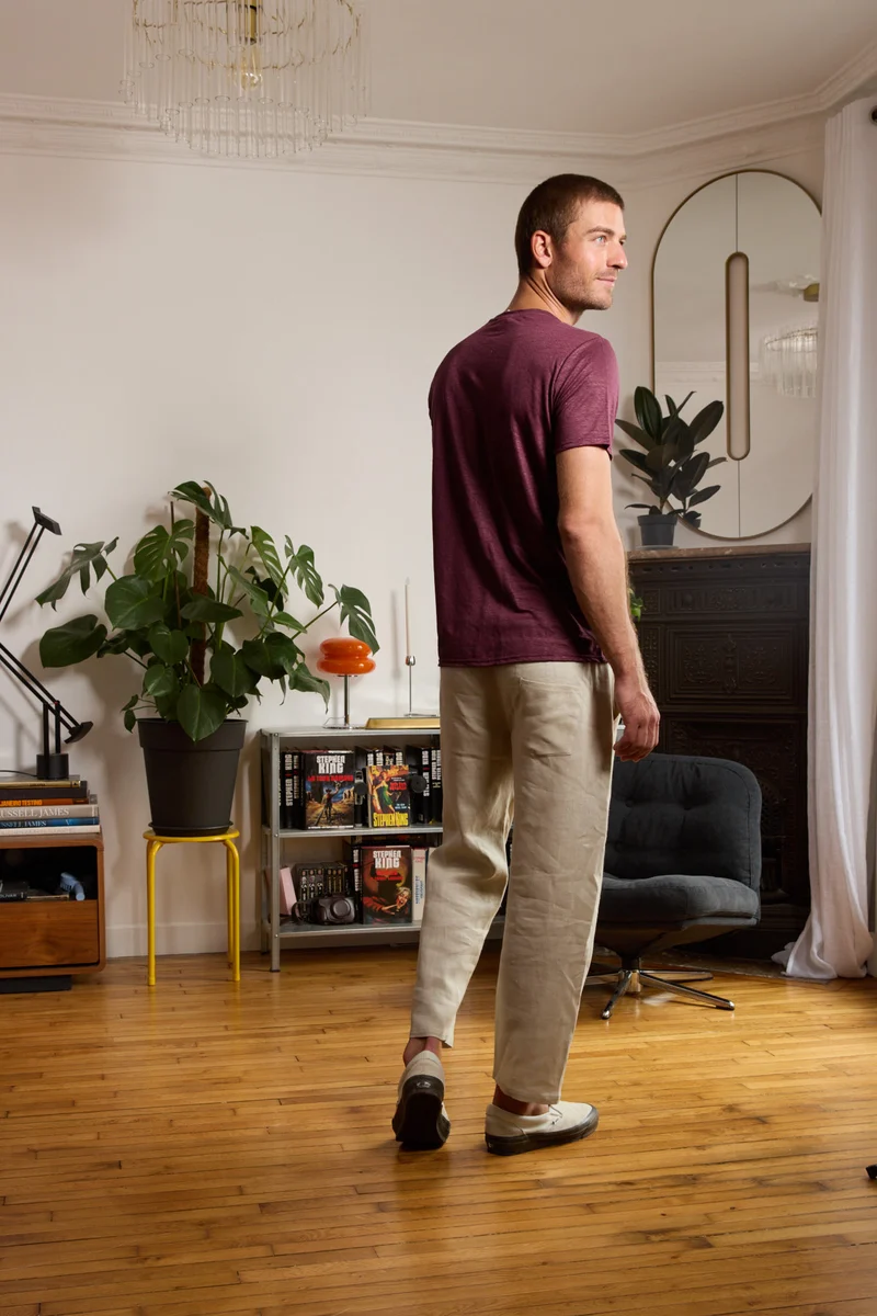 T shirt en lin homme - bordeaux
