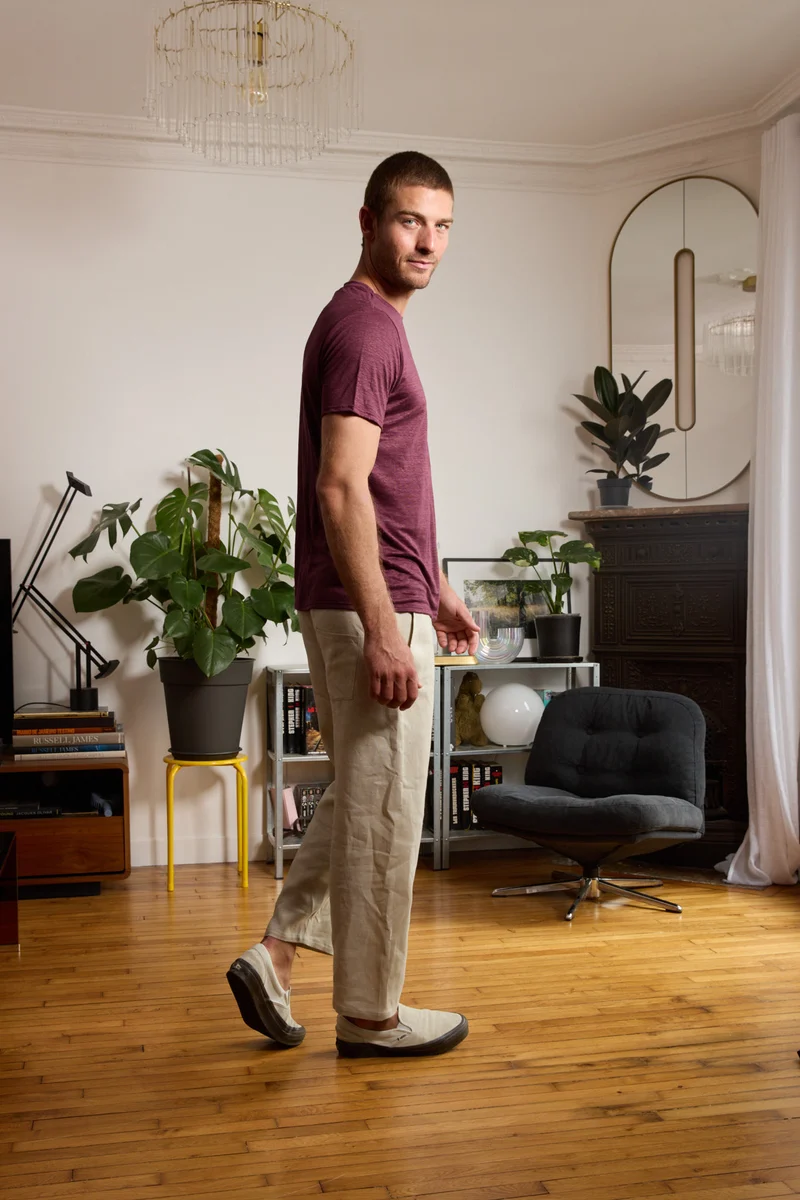 T shirt en lin homme - bordeaux