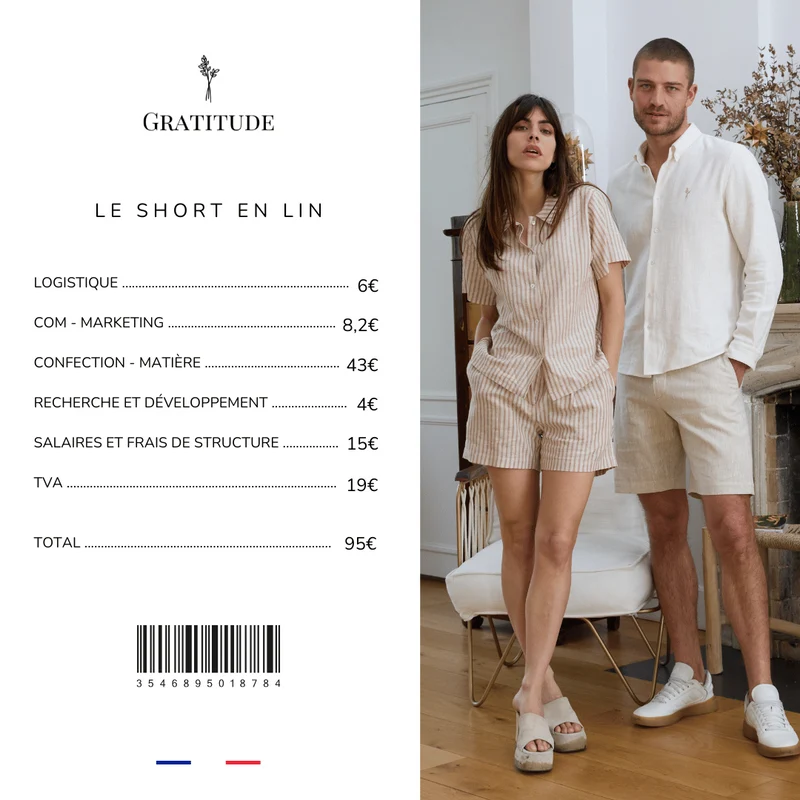 Short en lin homme kaki
