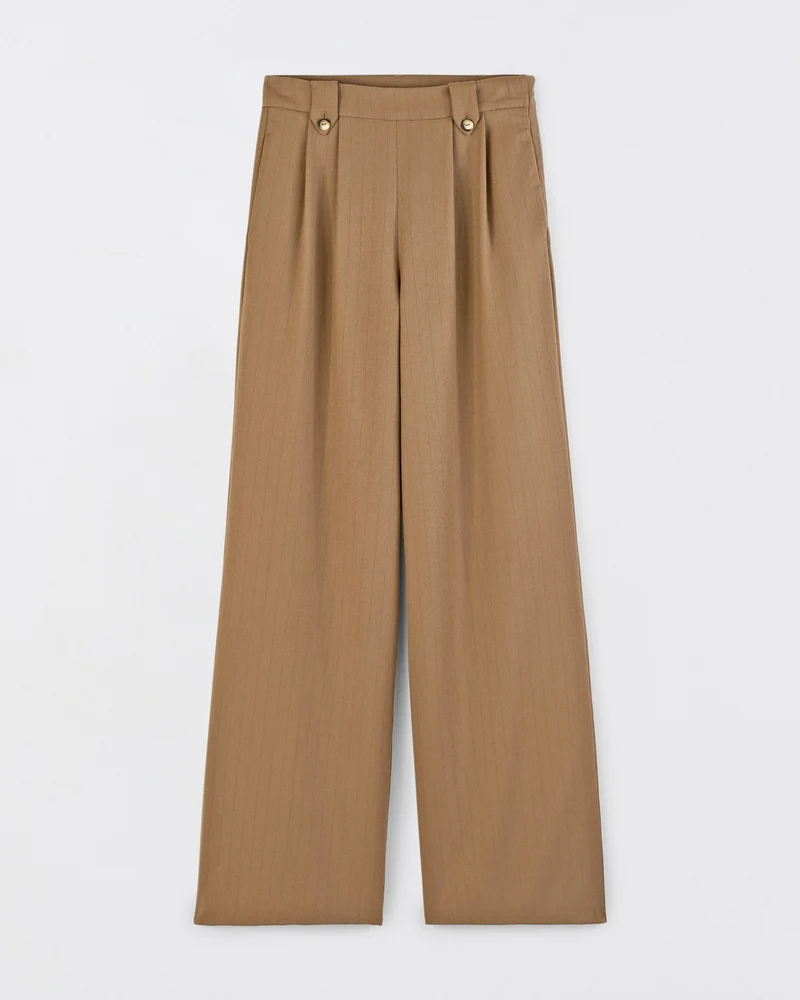 Pantalon large Bari - Camel rayé