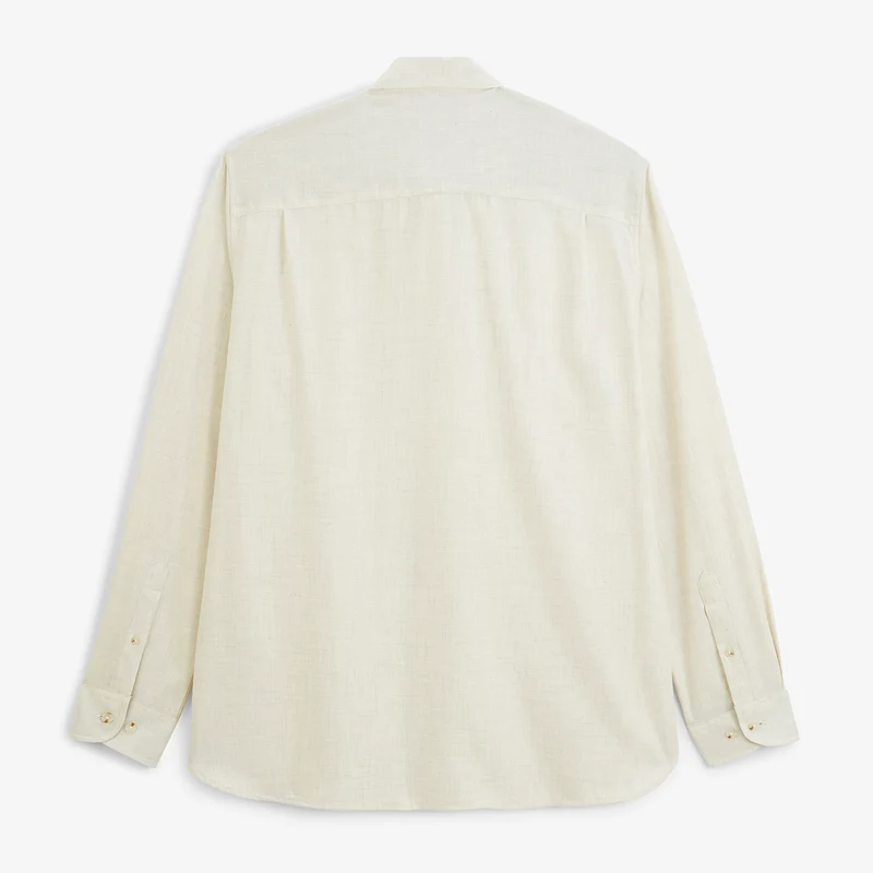 Chemise manches longues coton chiné blanc cassé