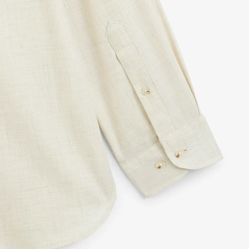 Chemise manches longues coton chiné blanc cassé