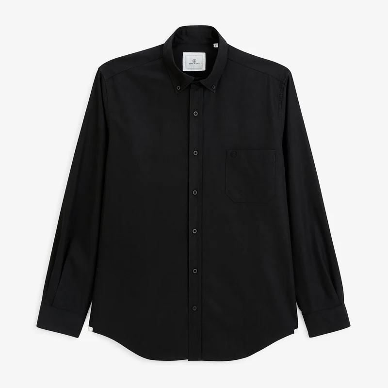 Chemise manches longues popeline de coton noir