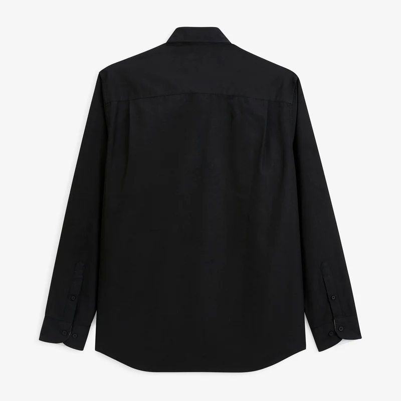 Chemise manches longues popeline de coton noir