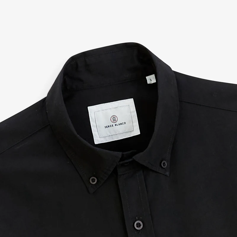 Chemise manches longues popeline de coton noir