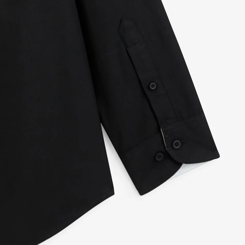 Chemise manches longues popeline de coton noir