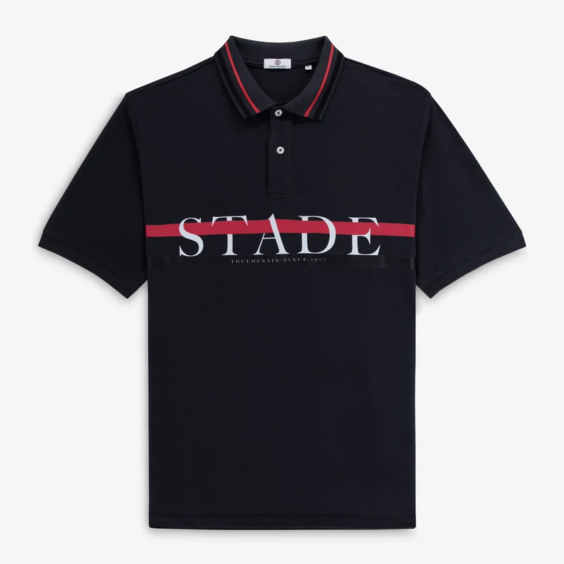 Polo manches courtes maille piquée 100% coton noir Stade Toulousain