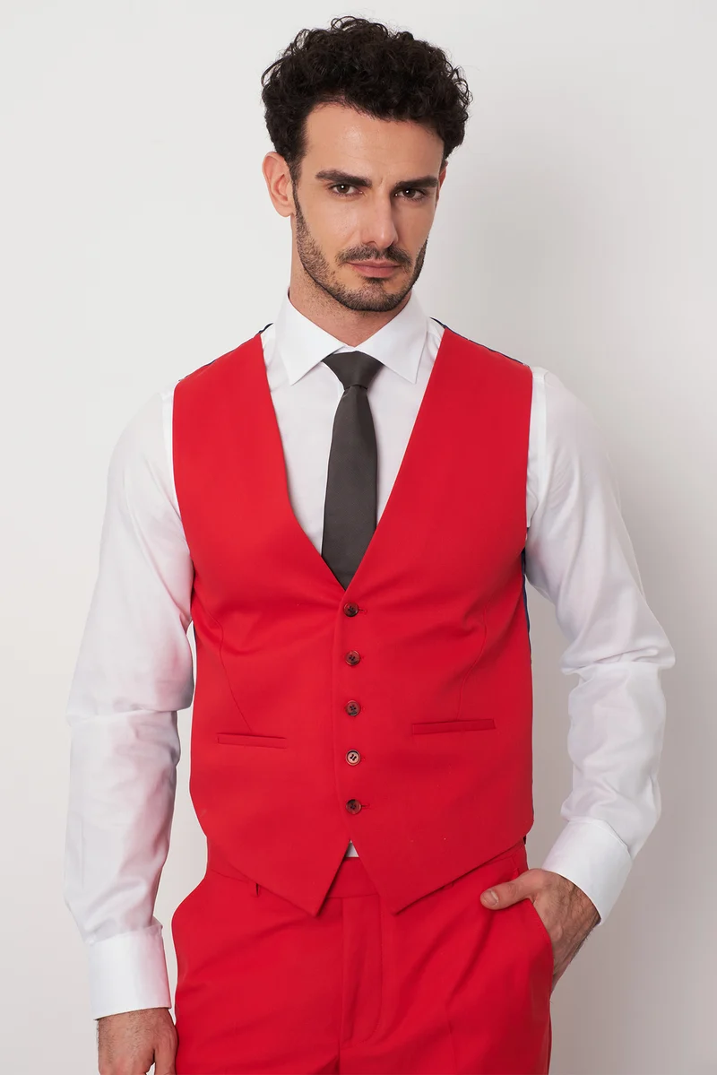 Man Waistcoat Red