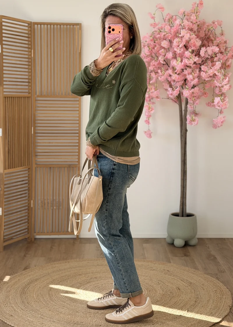 Pull Col V J'adore – Taille Unique