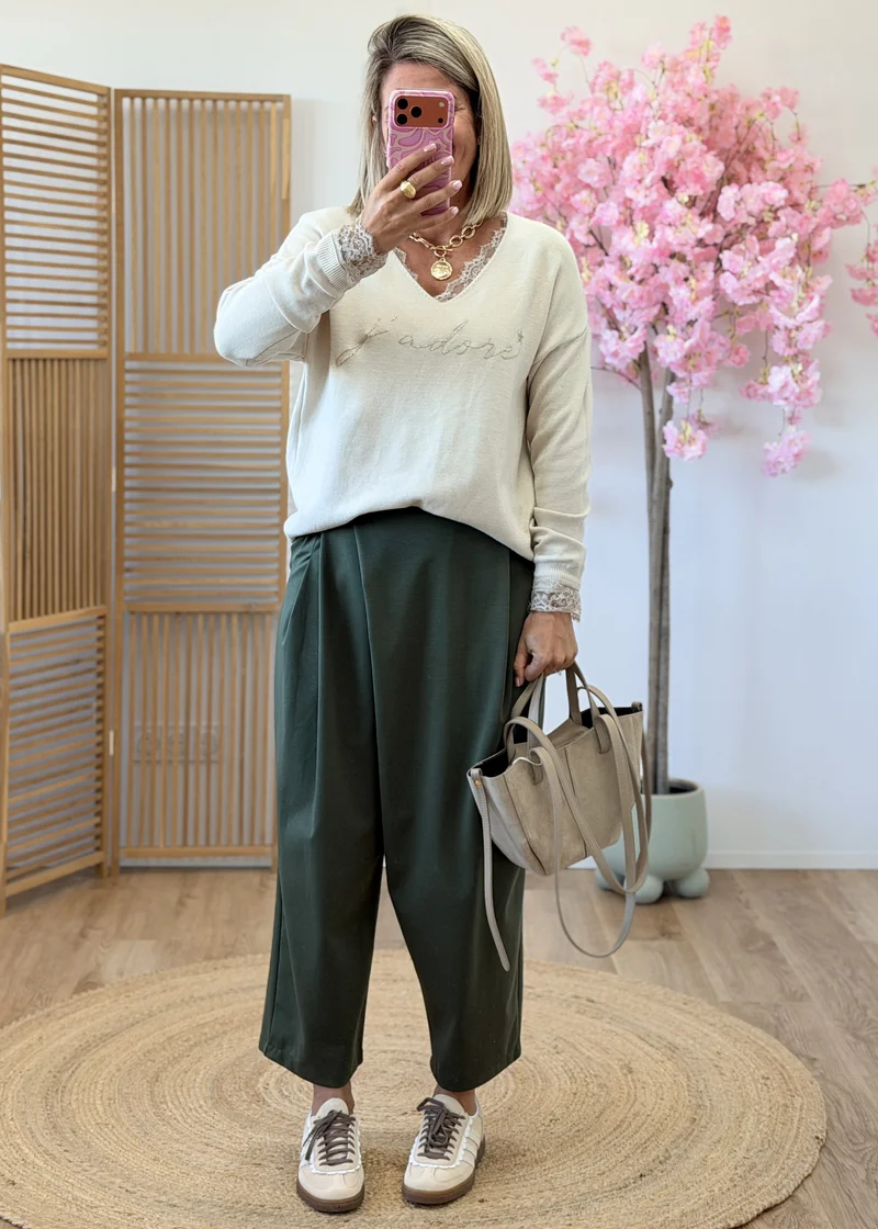 Pull Col V J'adore – Taille Unique