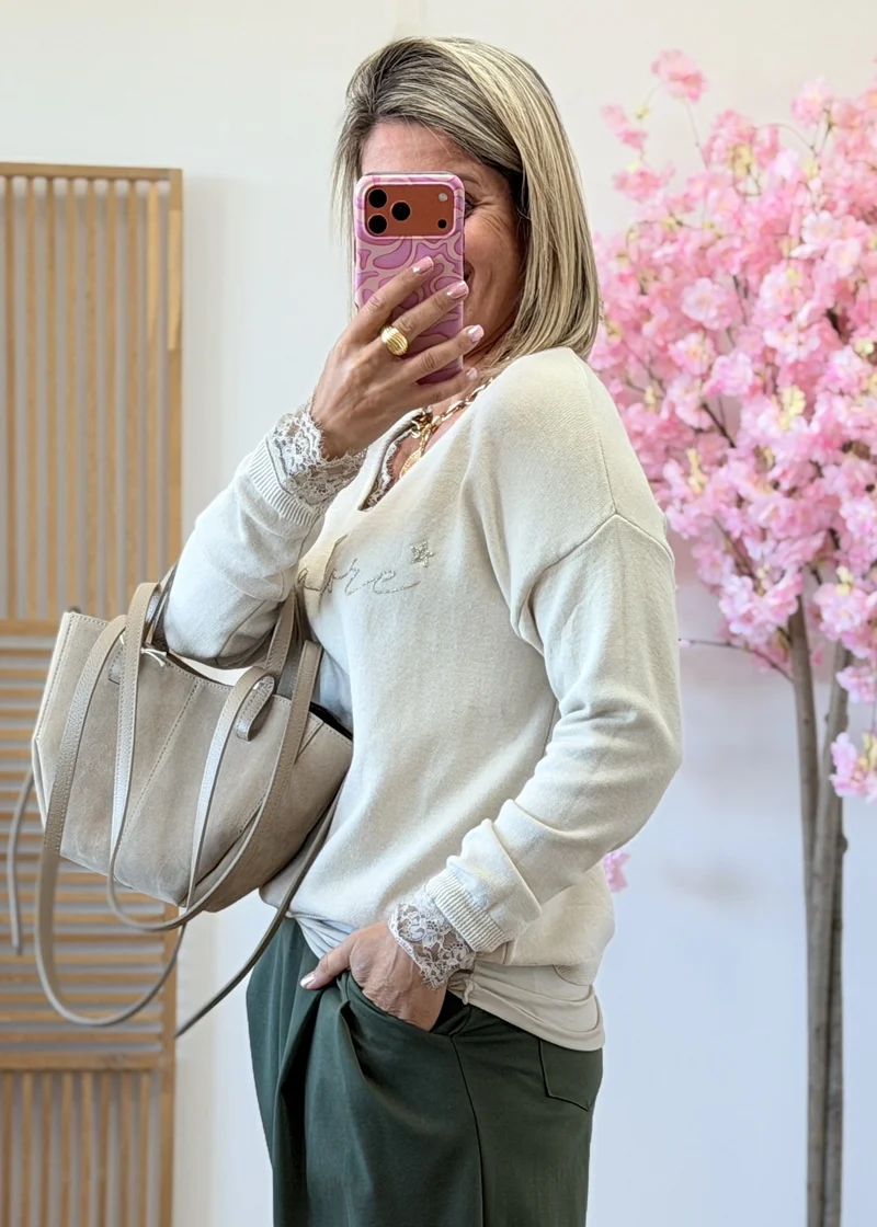 Pull Col V J'adore – Taille Unique