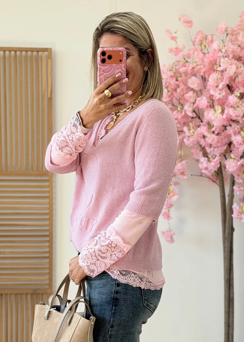 Pull col V Amour Relief – Made in Italy