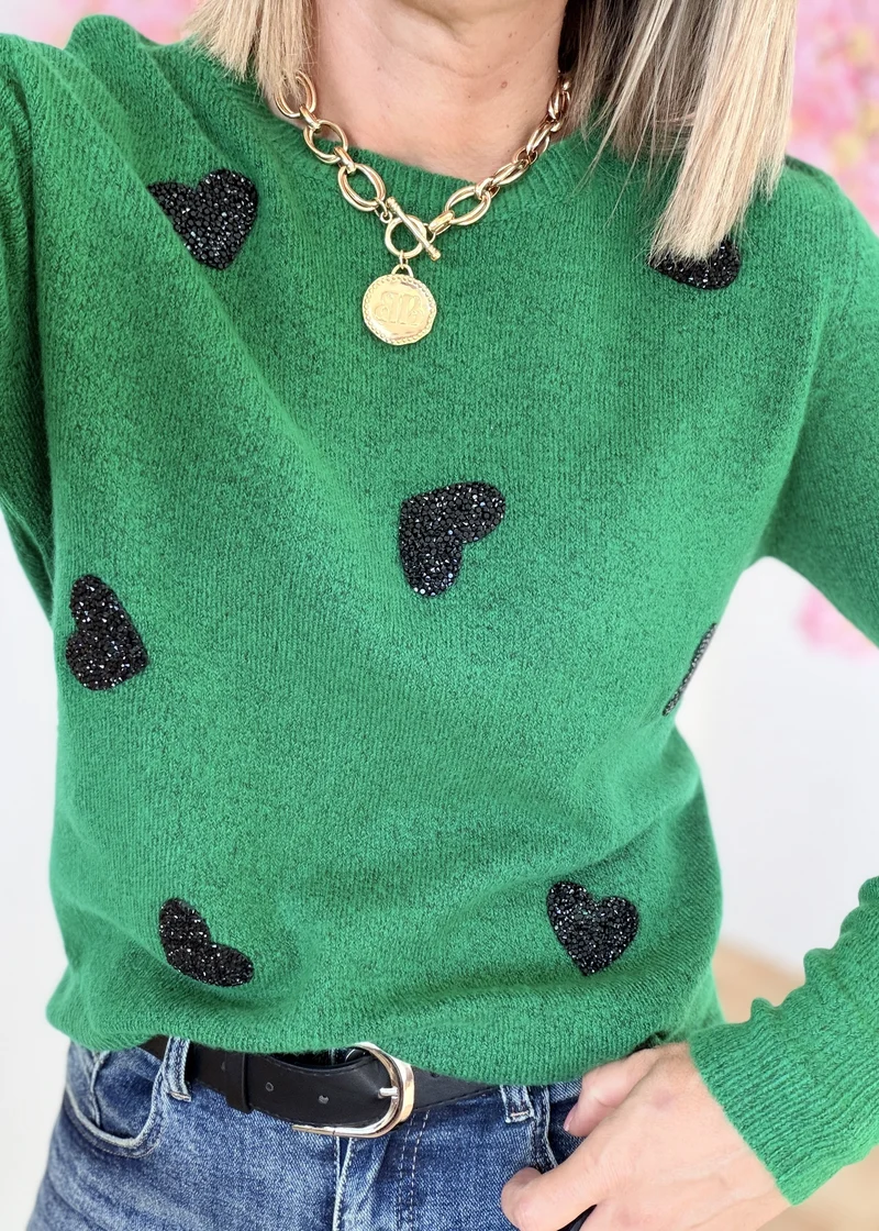 Pull cœur sequins noir