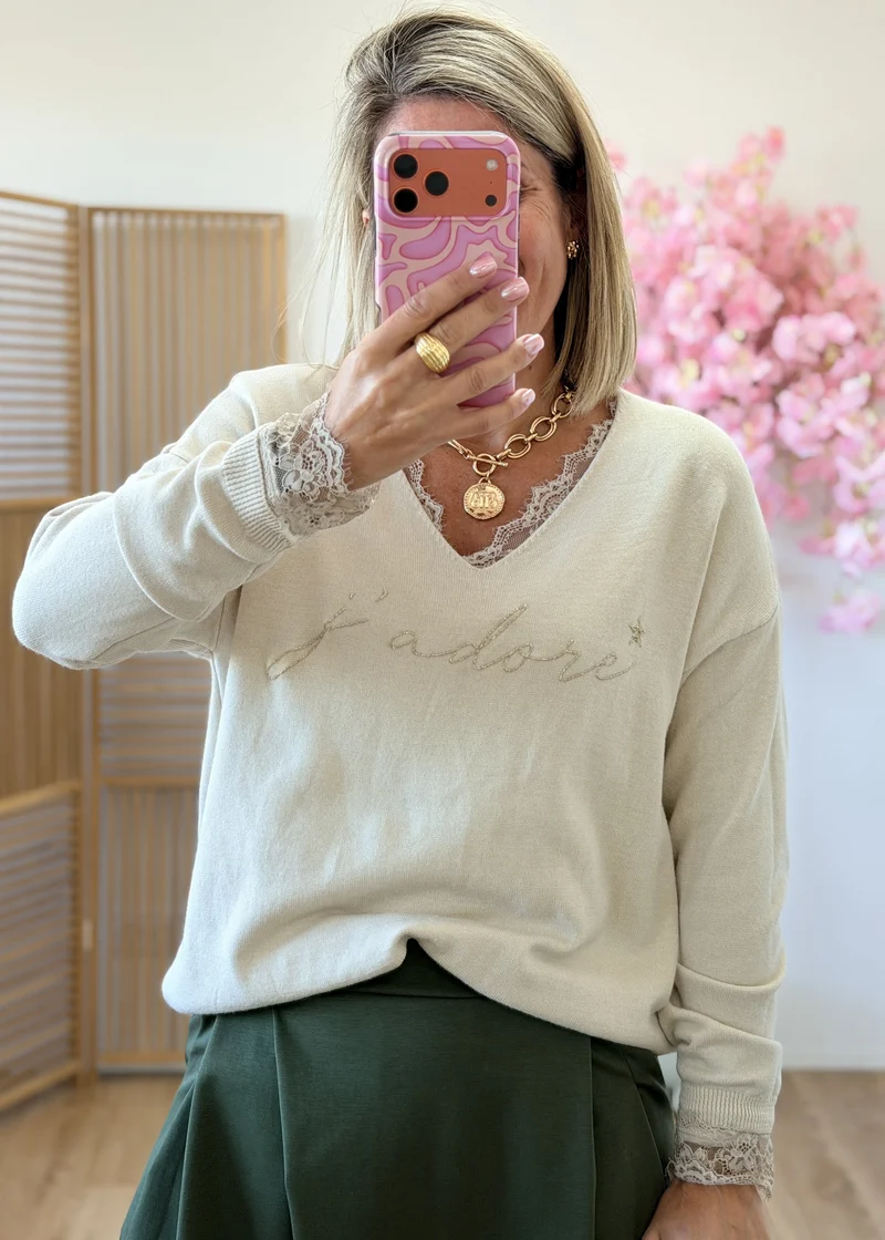 Sous-pull dentelle aux poignets et au col