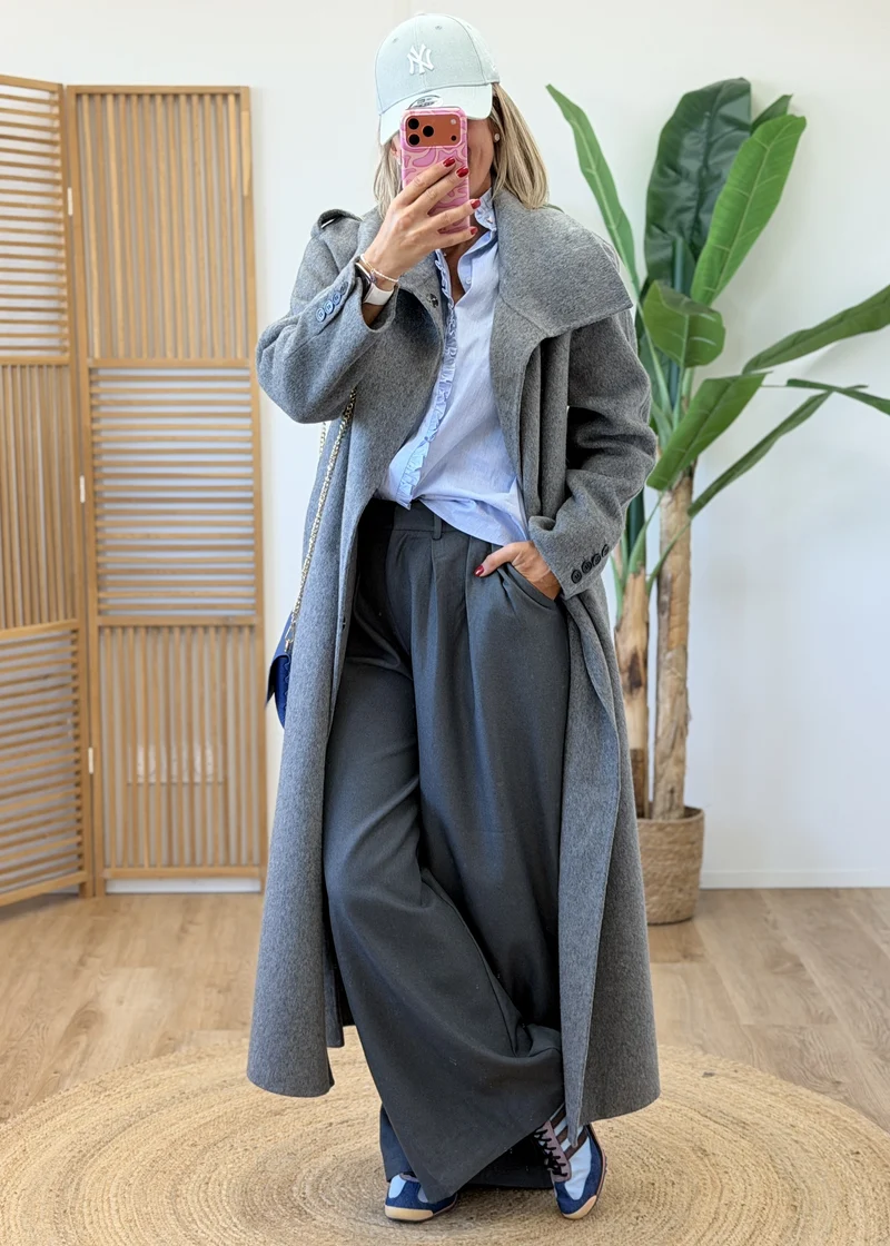 Manteau ceinture en laine