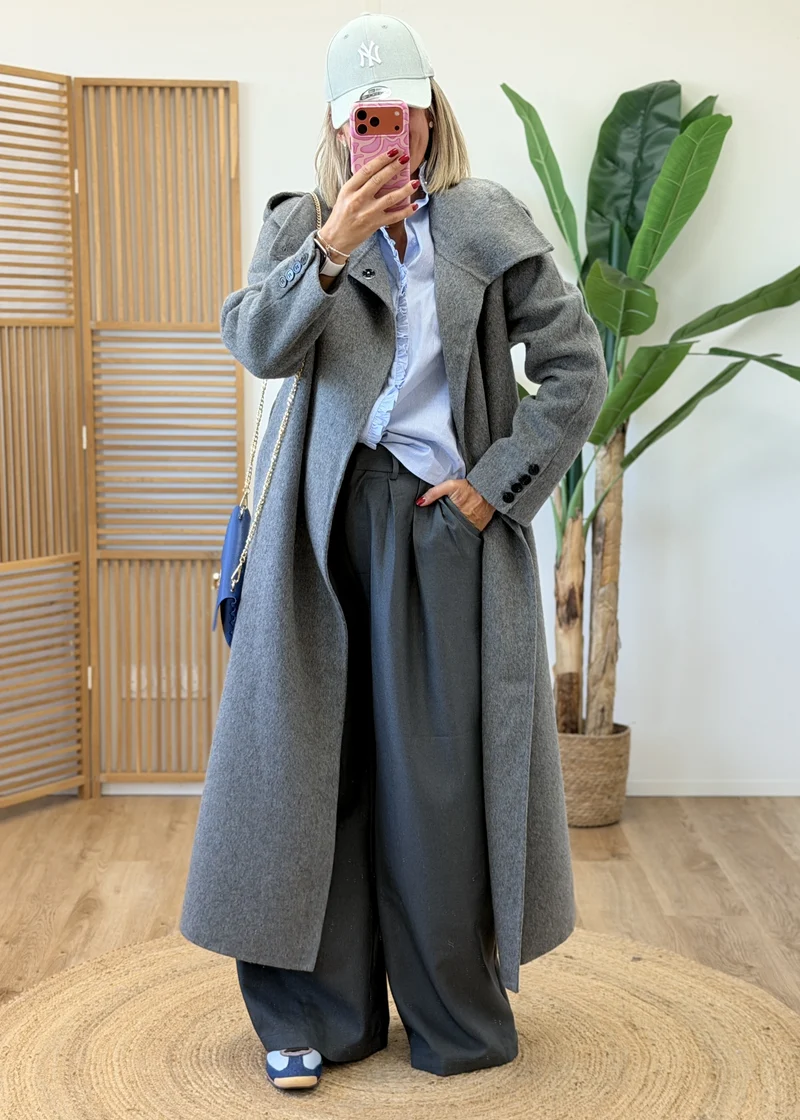 Manteau ceinture en laine
