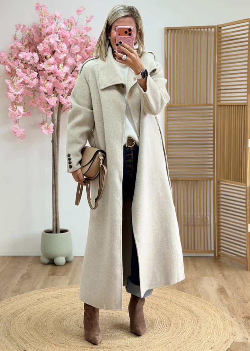 Manteau ceinture en laine