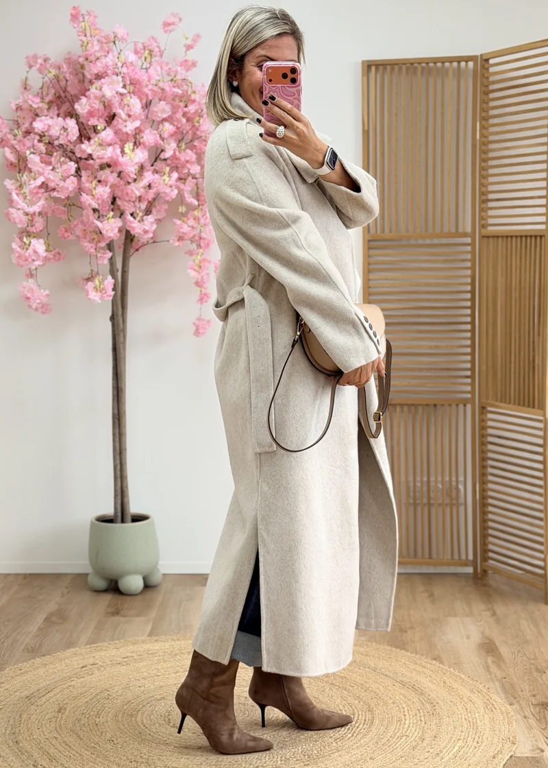 Manteau ceinture en laine