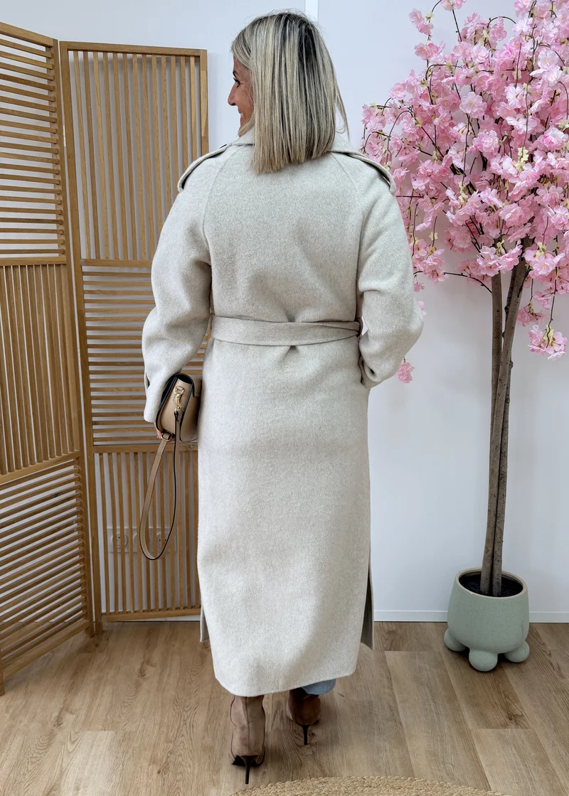 Manteau ceinture en laine