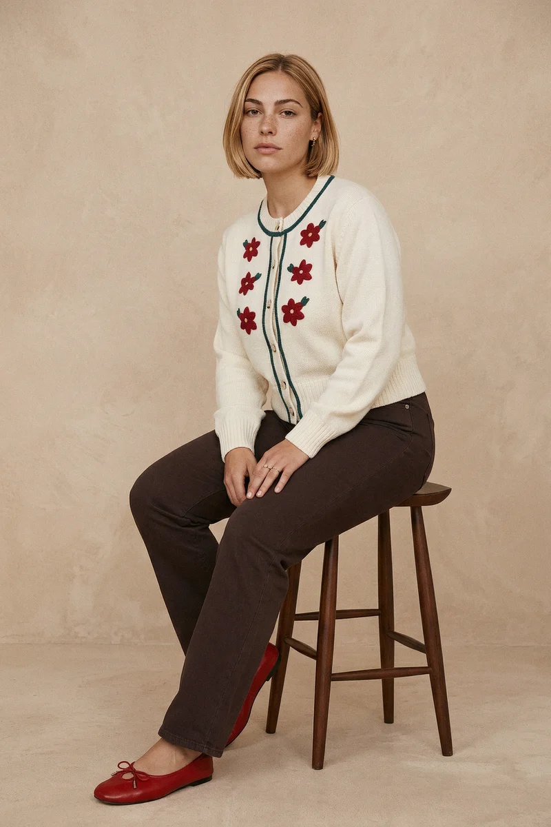 Cardigan Sissi Crème en Laine