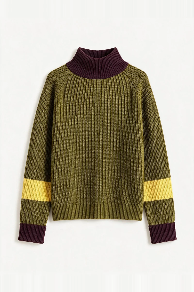 Pull Audacieuse Olive en Laine