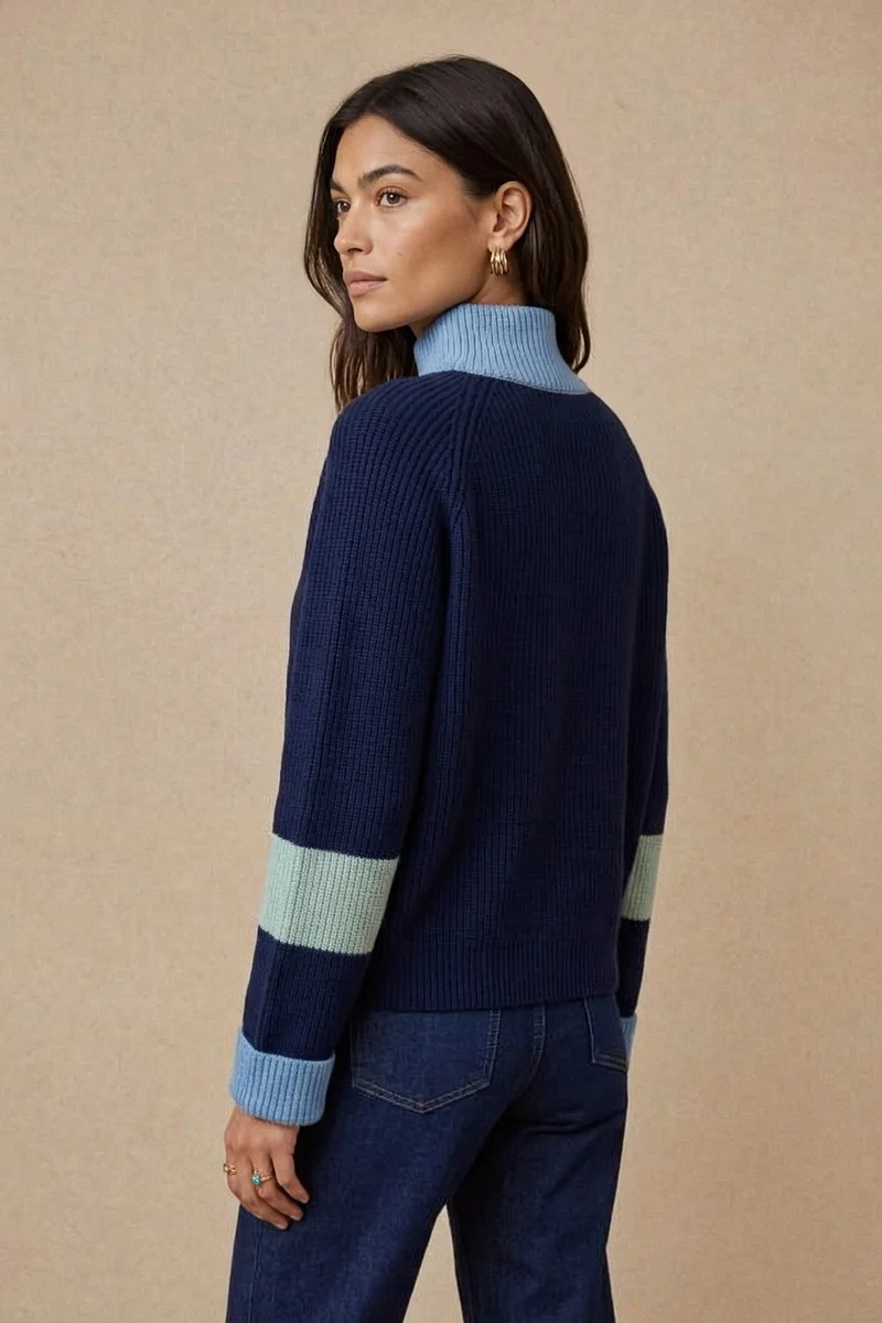 Pull Audacieuse Bleu Polaire en Laine