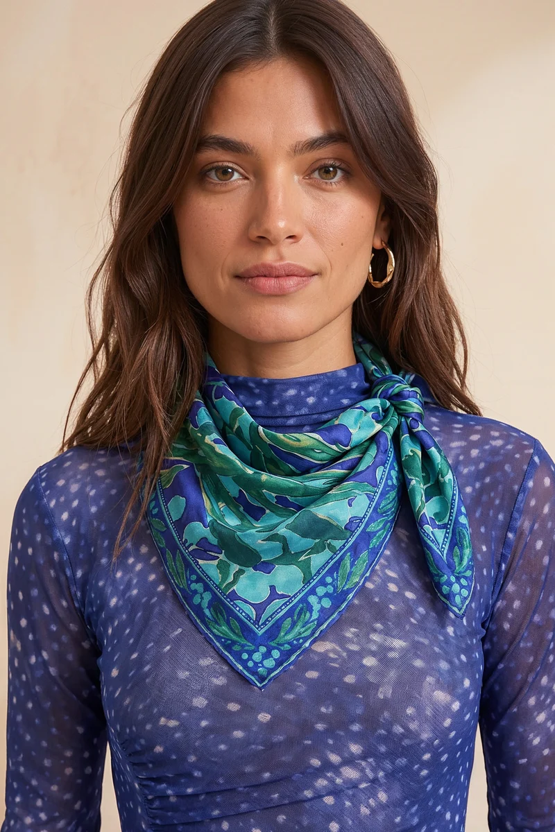 Foulard en soie Myrtille