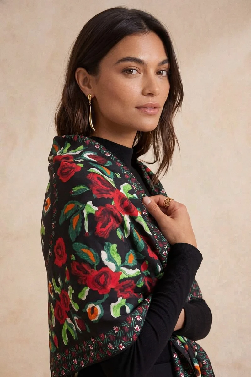 Foulard en soie Rose des Nuits