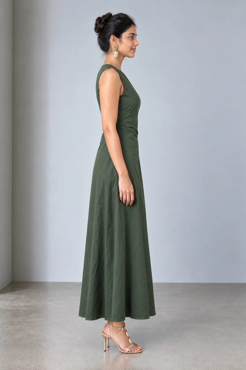 Zavia|Viscose Chain Detail Draped Maxi Dress